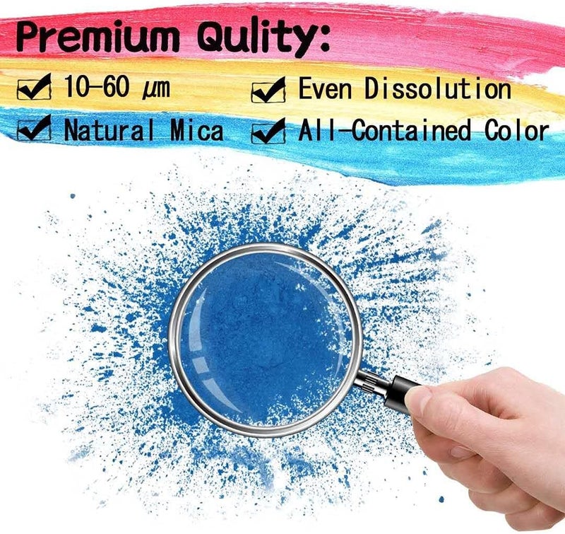 LightStone Mica Powder - 60g Mica Powder for Epoxy Resin - Pearl Pigment Powder Dye for Resin/Eye Shadow/Soap Making/Nails/Bath Bombs etc. (Blue) - Image 2